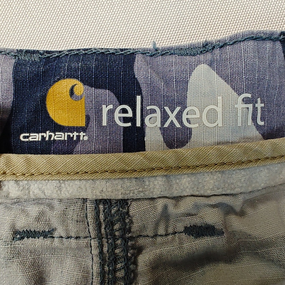Carhartt Womens Blue Camo Relaxed Fit Cargo Shorts Size 12 Ripstop - Picture 6 of 8